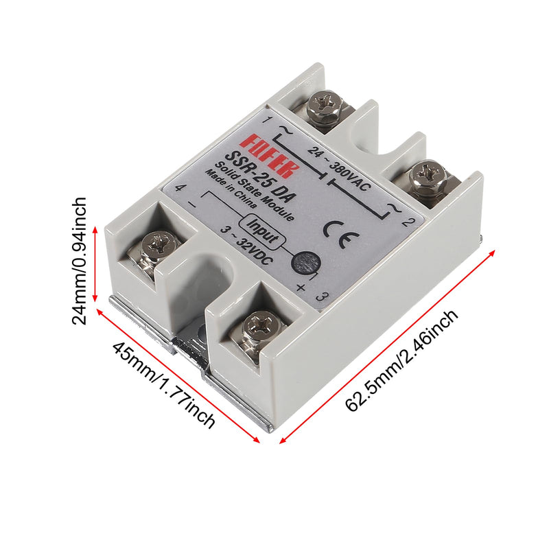 [Australia - AusPower] - UMLIFE PID Temperature Controller REX-C100 REX C100 Thermostat Kit High Voltage 100ACV to 240ACV+ SSR Relay SSR-25DA+ K Thermocouple Thread Probe and White Heat Sink 