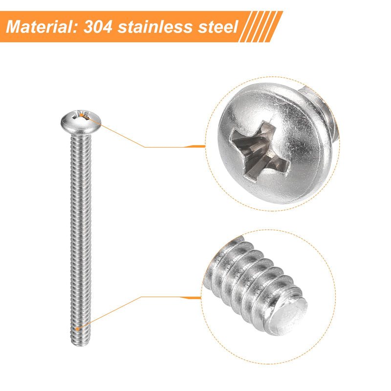 [Australia - AusPower] - uxcell #10-24x4 Pan Head Machine Screws, 304 Stainless Steel 18-8 Screw, Phillips Drive, Fully Threaded, Bright Finish, Pack of 10 #10-24x4" 