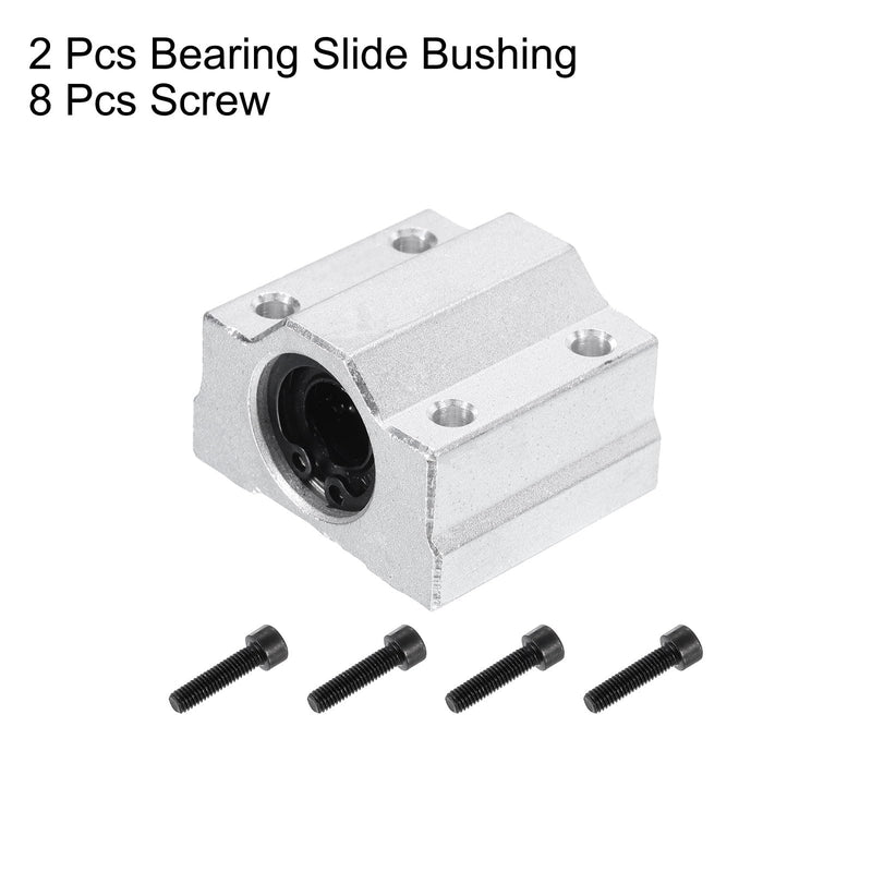 [Australia - AusPower] - uxcell 2PCS SCS10UU Linear Motion Ball Bearing Slide Bushing Aluminum 35mm Long Linear Roller Bearing Slide Block for 10mm Round Shaft Rod in 3D Printer, CNC Machine, Silver Tone 