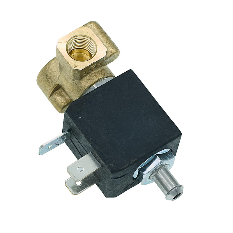 MacMaxe 120V Three-Way Solenoid Valve – Model 5320, 1/8" F x 1/8" F, 7mm Outlet, 12 Bar Max, FKM Seal, 14VA Coil (100/120V 60Hz), Espresso Machine Replacement Part