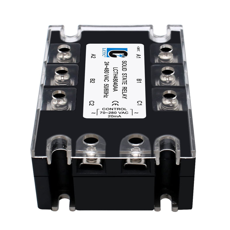 3 Phase Solid State Relay SSR-40AA AC to AC (Input 70-280VAC to Output 24-480VAC) 3 Phase 30 Amp SSR(AC to AC 40A)