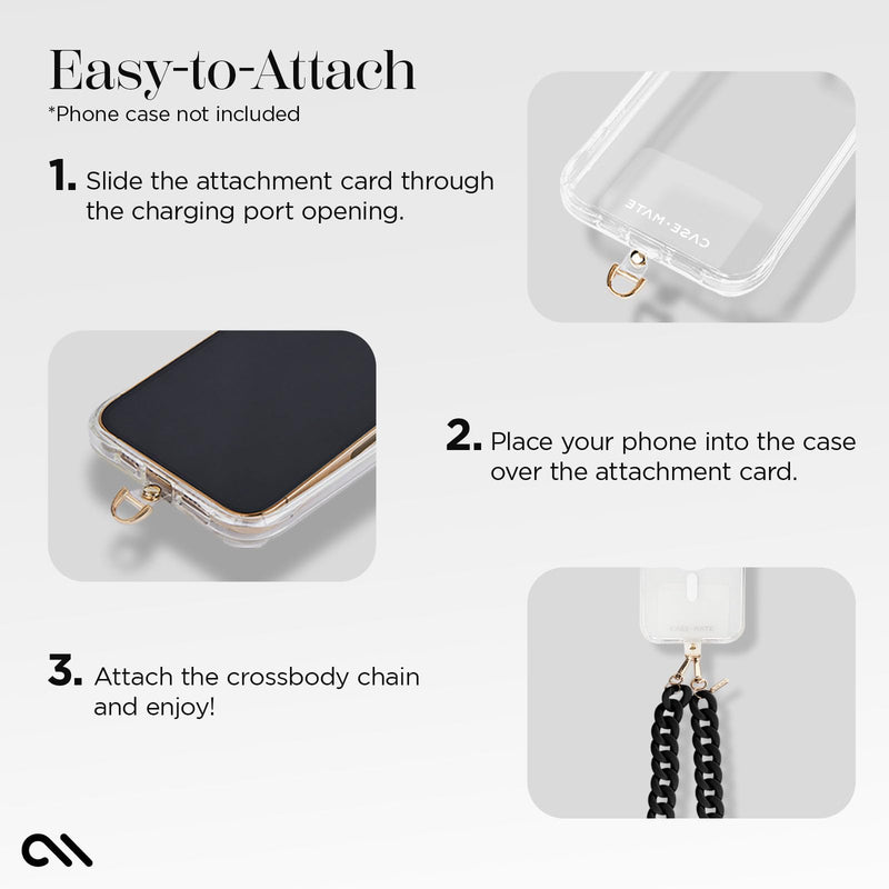 [Australia - AusPower] - Case-Mate Crossbody Phone Lanyard/Chain [Works with All Phones] Hands-Free Cell Phone Strap - Phone Charm - Neck Chain Holder for iPhone 15 Pro Max/ 14 Pro Max/ 13 Pro Max/ 12/ S24 Ultra - Black 