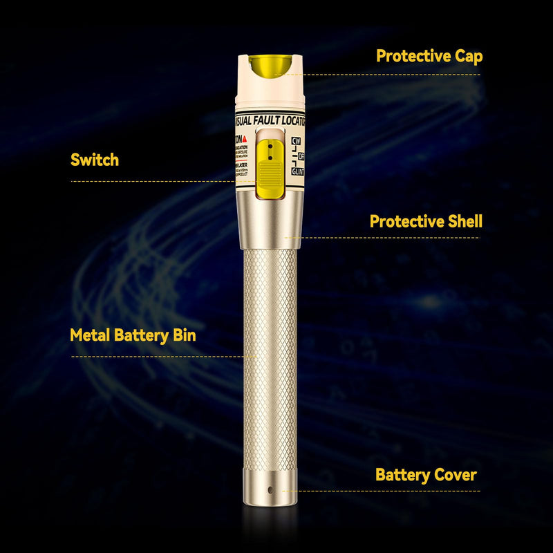 100 MW Fibre Optic Cable Tester, Fibre Optic Cable Tester, Visual Troubleshooting, Fibre Cable Tester, VFL Red Light Pen Suit for 2.5 mm FC, SC, ST Plug (Red Light 100 mW Battery Model) Rotes Licht-100mW-Batteriemodell