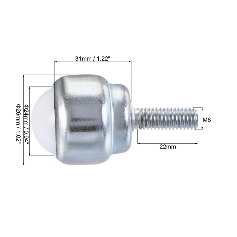 [Australia - AusPower] - uxcell Ball Transfer Bearing Unit 24mm 66Lbs Nylon Bolt-fixing Type for Transmission Pack of 6 