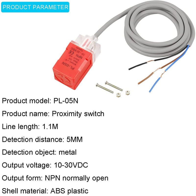[Australia - AusPower] - 2 pcs PL-05N DC 10-30V Inductive Proximity Sensor 200mA 5mm NPN NO Detection Switch Proximity Detection Switch with Wiring Cap 