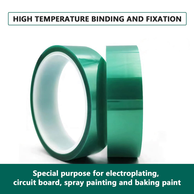 [Australia - AusPower] - Viaky 3 Rolls High Temperature Tapes-108ft*20mm Heat Heat Resistant Sublimation Polyimide Film Self Adhesive Transfer Protective Tape for Electronic Task (Green) Green 
