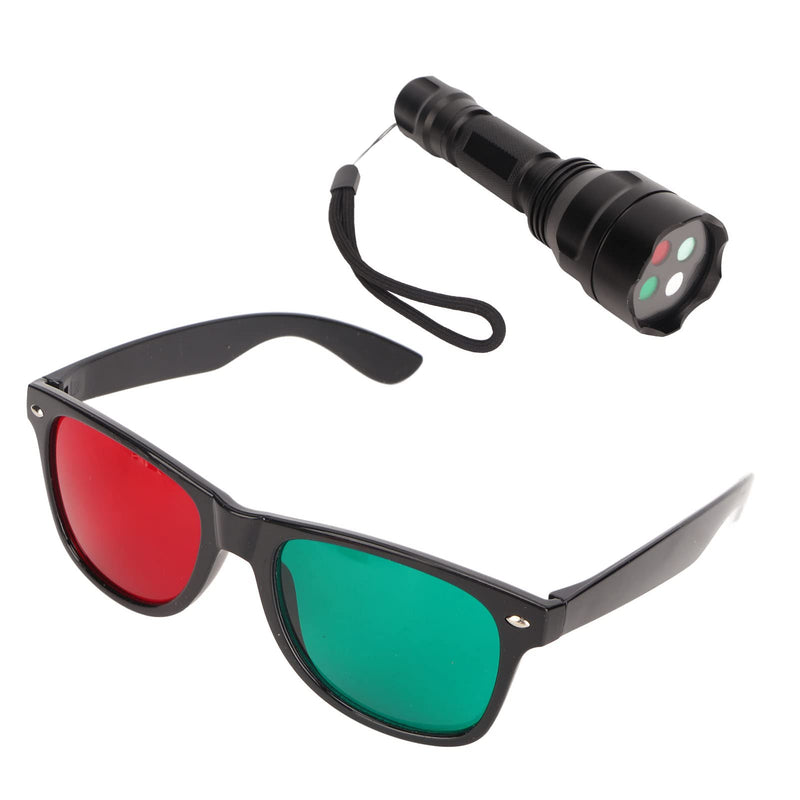 [Australia - AusPower] - Flashlight Red Green Ophthalmic Portable Metal Worth 4 Dot Test Light with Red Green Glasses for Ophthalmologists, Glasses 4 Cushions Optometrists for Eye Examination Ophthalmic 