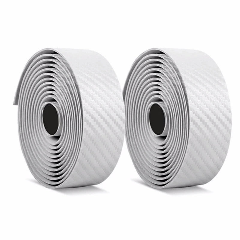 Bike Handlebar Tapes with Carbon Fiber Pattern Soft PU+EVA Material 220CM Lightweight Shock Absorption Wear Resistant Wrap Tape for Road Mountain Bicycle (White) White