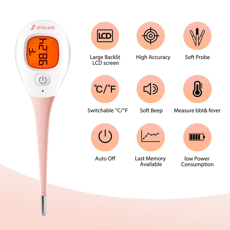[Australia - AusPower] - Digital Basal Body Thermometer for Ovulation with Backlight LCD Display Backlit,Fertility BBT Thermometer High Precision Oral Thermometer,Accurate 1/100th Degree Works with Shecare APP 