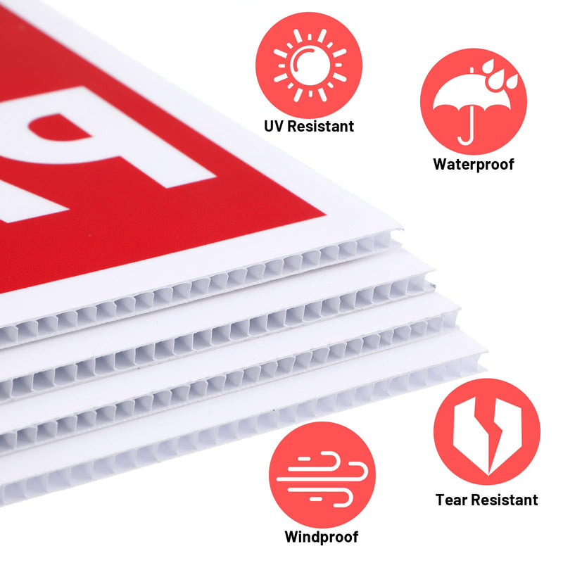 8 Pcs 8 x 12 Inches No Parking Signs with Stand, Double Side Plastic Outdoor Weather Resistant Waterproof Parking Yard Sign White Letter Red Background for Grass Driveways Yard Lawn