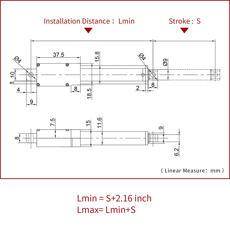 [Australia - AusPower] - Stroke 75mm 40N IP54 Stroke 2.95" Force 8.81 lbs High-Speed 0.6"/sec linear actuator 12v linear motion actuators linear servo for Fan Blades Cabinets Home Automation…with Mounting Brackets 2.95inch 8.81lb 