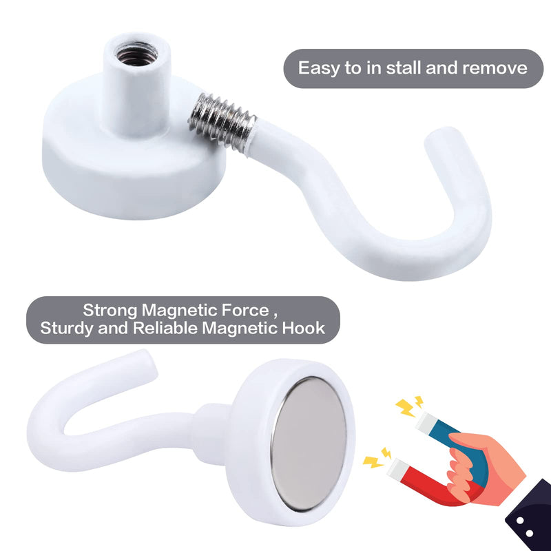 [Australia - AusPower] - E BAVITE Strong White Magnetic Hooks Heavy Duty, 25Lbs 10 Pack Rare Earth Magnets Hook for Refrigerator, Grill, Home, Kitchen, Office, Cruise 10P 
