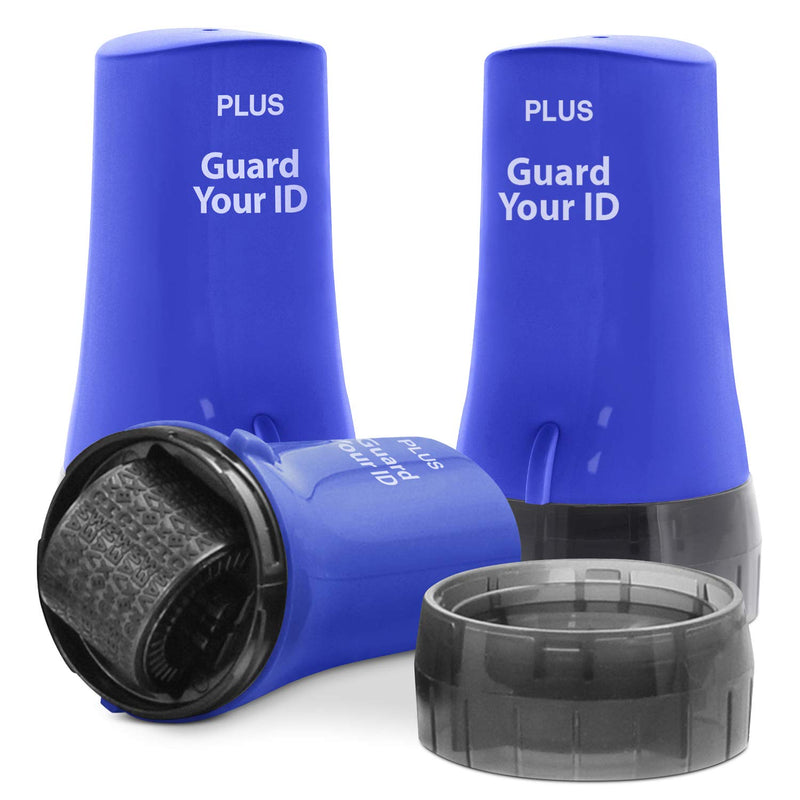 Guard Your ID Confidential Security Roller Set Advanced 2.0 for Identity Theft Protection Redacting (Regular 3-Pack, Blue) Regular 3-Pack