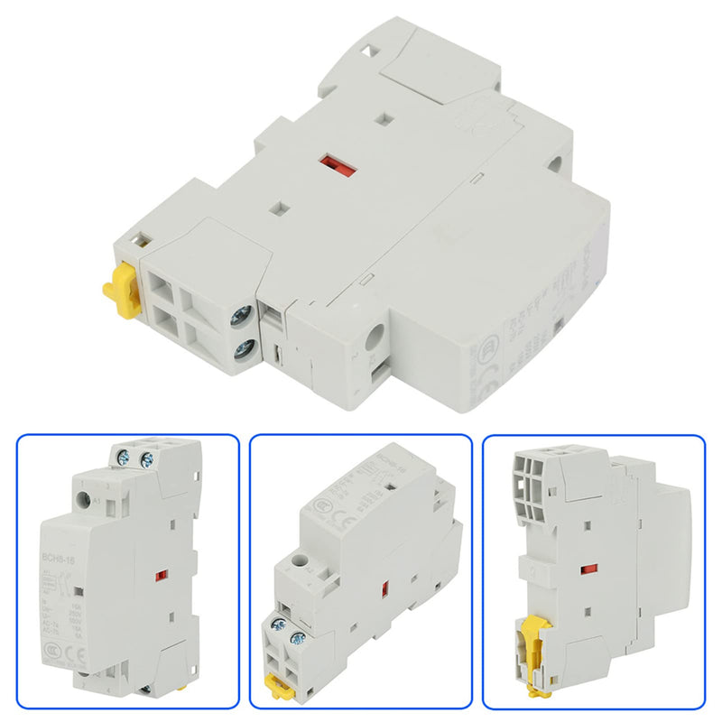 [Australia - AusPower] - Contactor 230 V, Relay 230 V DIN Rail Installation Contactor DIN Rail 2P 16 A 220 V/230 V 1NO 1NC 50/60 Hz Household AC Contactor for DIN Rails Electrical Technicians and Hobbyists, Default 