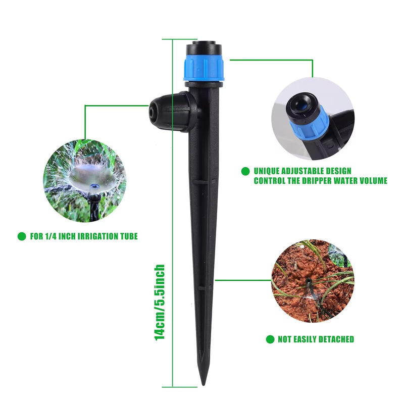 [Australia - AusPower] - Drip Irrigation Emitters with Adjustable 360 Degree Water Flow Drippers Sprayer for 1/4 inch Tubing, Garden Drippers Sprayer Perfect for House Garden Watering System. (25pcs-Blue 360 Degree Sprayer) 25pcs-Blue 360 Degree Sprayer 