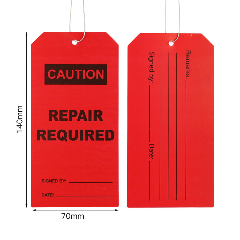 100 pcs Repair Require Tagswith Pre-Attach Wire,PVC Plastic Maintenance Required Tags 100