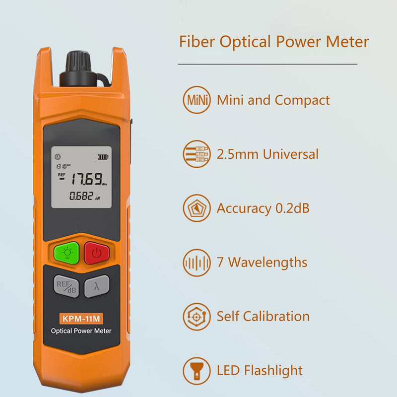 [Australia - AusPower] - Mini Fiber Optic Power Tester, Optical Power Meter with Visual Fault Location, 7 Wavelength Fiber Optic Cable Tester (KPM-11M-A-G) KPM-11M-A-G 