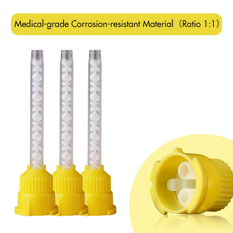 [Australia - AusPower] - Yellow Dental Mixing Tips Ratio 1:1 Disposable Dental Silicone Tips Dental Impression Accessories Made of Medical Grade Materials Strong Corrosion Resistance and Accurate Control（68mm,50 PCs） long 50 