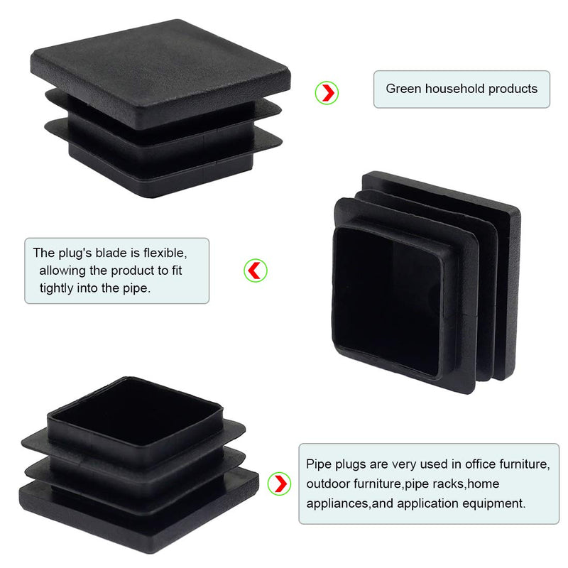 [Australia - AusPower] - 4Pack 100mm (4 Inch) Square Plastic Plug, Square Tubing End Caps, Tubing Post End Cap for Square Tubing/Black Plastic Square Plugs 100x100 4 