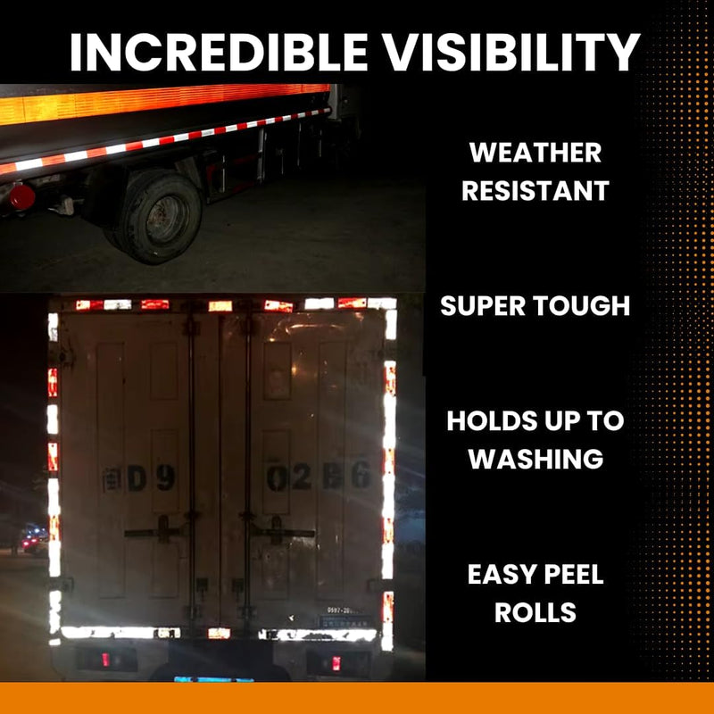 NOVA DOT Reflective Tape 2 Inch x 150 Feet Strong Red White for Trailers | Strong Adhesive, Wide Reflect Angle, Weather Resistant, Outdoor Waterproof, Cinta Reflectiva for Trailers, & Posts, 50 Yards