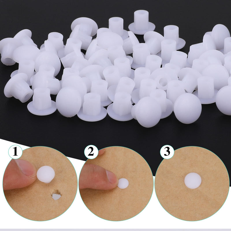 [Australia - AusPower] - 100 Pcs Plastic Hole Plugs 1/4"(6mm) Screw Caps Cover White Plastic Hole Plugs for Cabinet Cupboard Shelf Furniture 6 mm 
