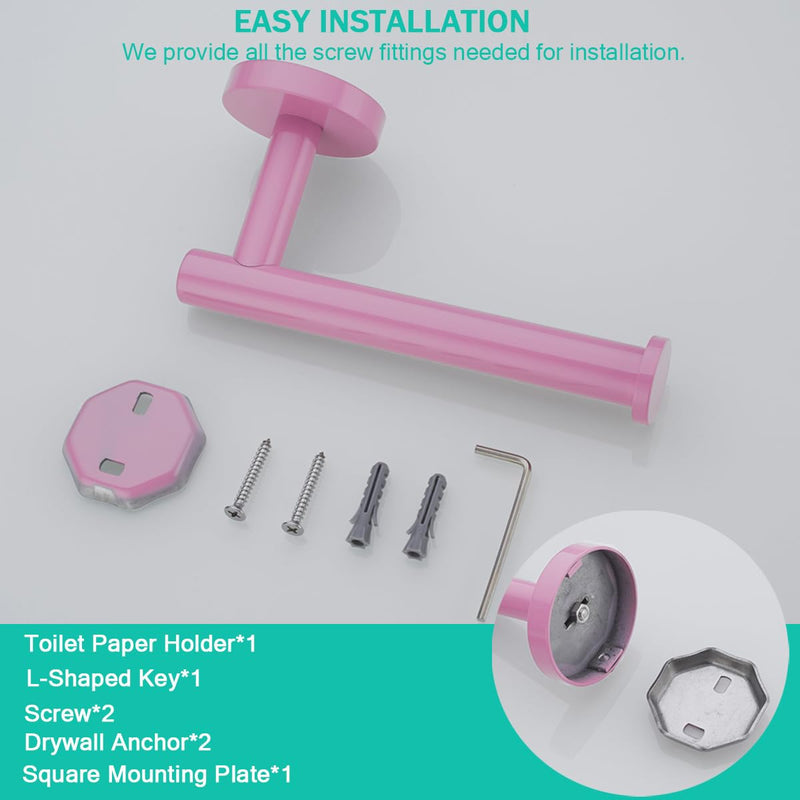 Pink Toilet Paper Holder -Sturdy Round Toilet Paper Holder Wall Mount for Bathroom, Premium SUS 304 Stainless Steel Toilet Paper Roll Holder,Drilling,Pink,96006-6PK Pink