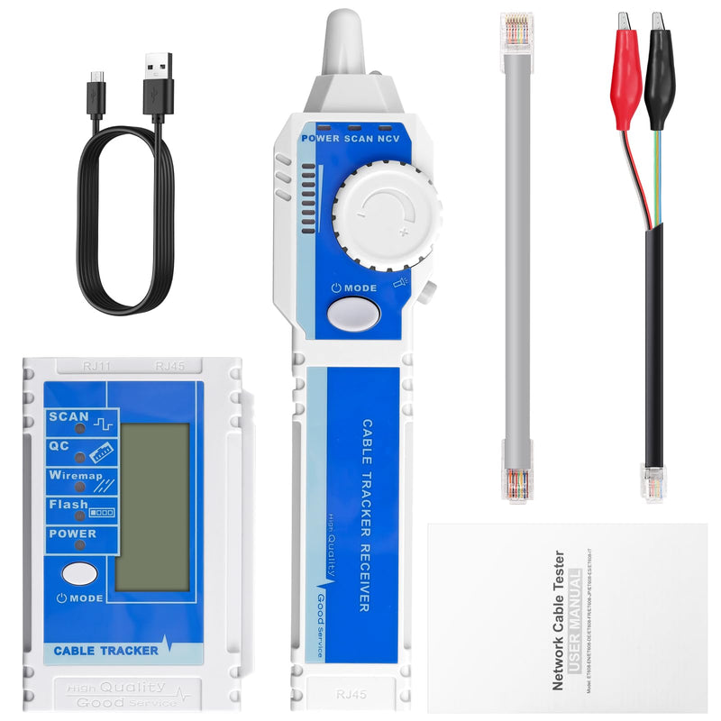 [Australia - AusPower] - Network Cable Tester NCV for CAT5 CAT6 CAT7 CAT8, Multifunctional Network Testers with LCD, Ethernet Wire Tracker for Telephone Systems/Computer Networks/Video Networks 