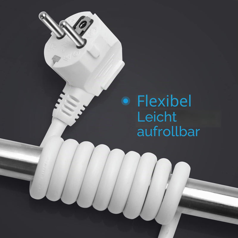 Aigostar Extension Cable 3M Cable Extensions with Protective Contact Plug Schuko Extension 16A/250V, White 3g1.5mm² - 1 Pcs