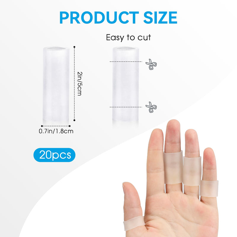 [Australia - AusPower] - 20 Pcs Finger Sleeves Protectors Silicone Finger Sleeve Gel Finger Sleeve Protectors Finger Covers Cushions and Protects Rubber Finger Shields Provide Relief forCracked Finger Transparent 
