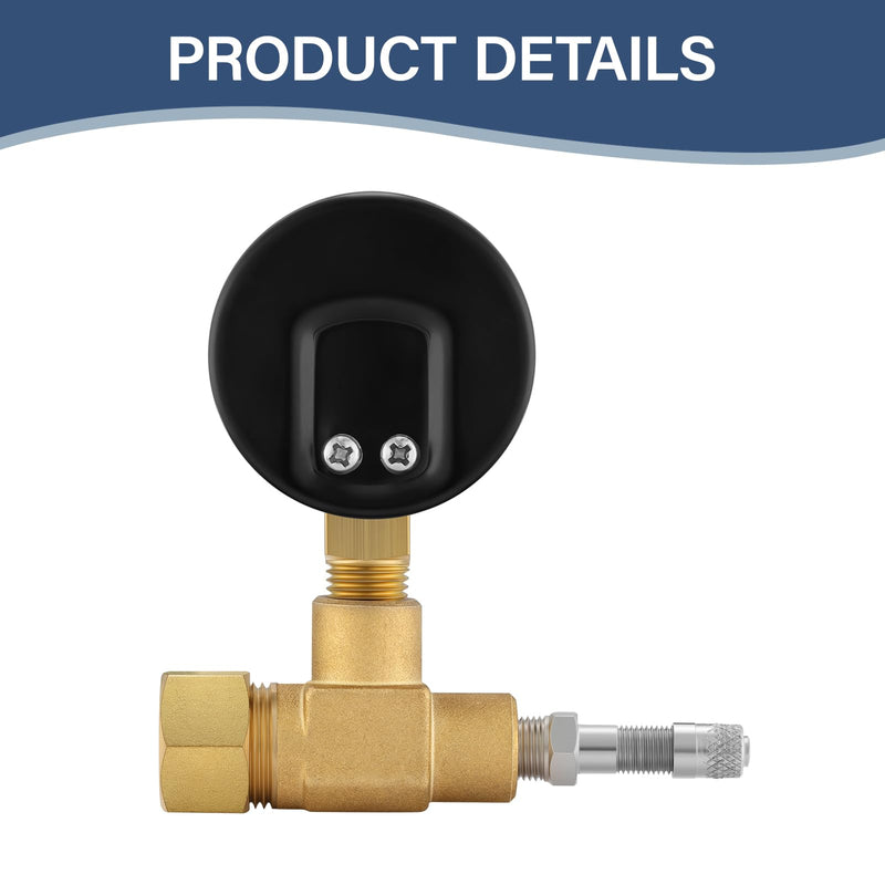 MEASUREMAN Air Over Water Test Regulator with Gauge, 2” Dial, 0-100 PSI, for Household Water Pipe Leak Detection, Includes 1/4” NPT Mount