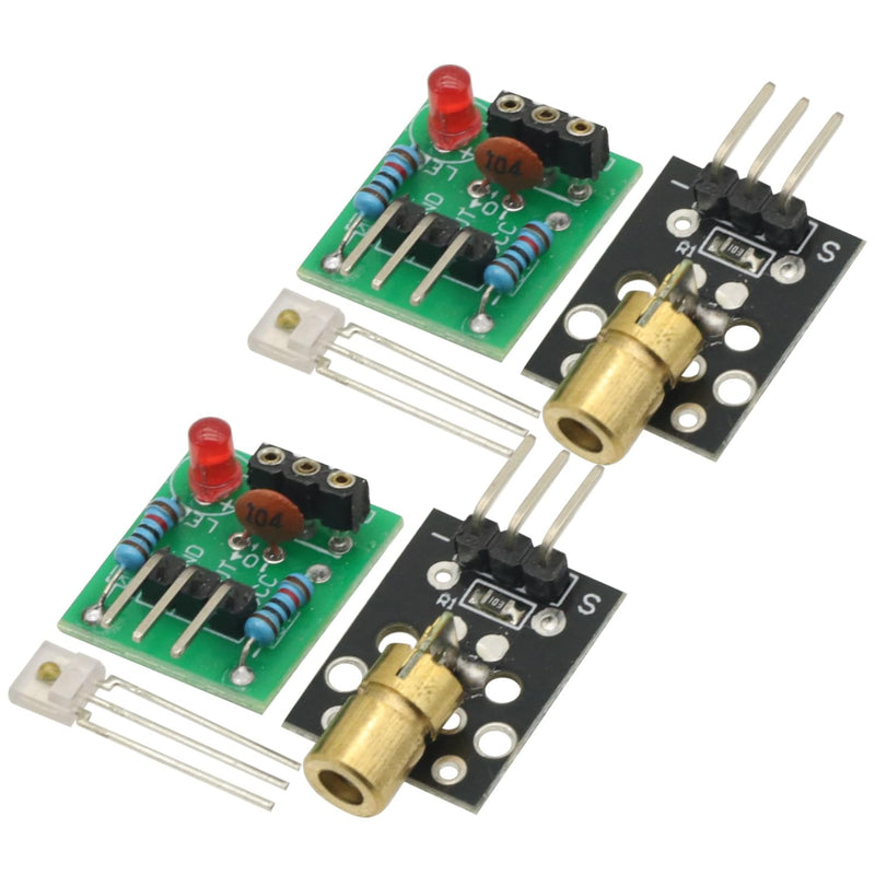[Australia - AusPower] - 2Pcs Laser Receiver Sensor Module + 2Pcs KY-008 Laser Module Transmitter for AVR Electrical Equipment Tools 