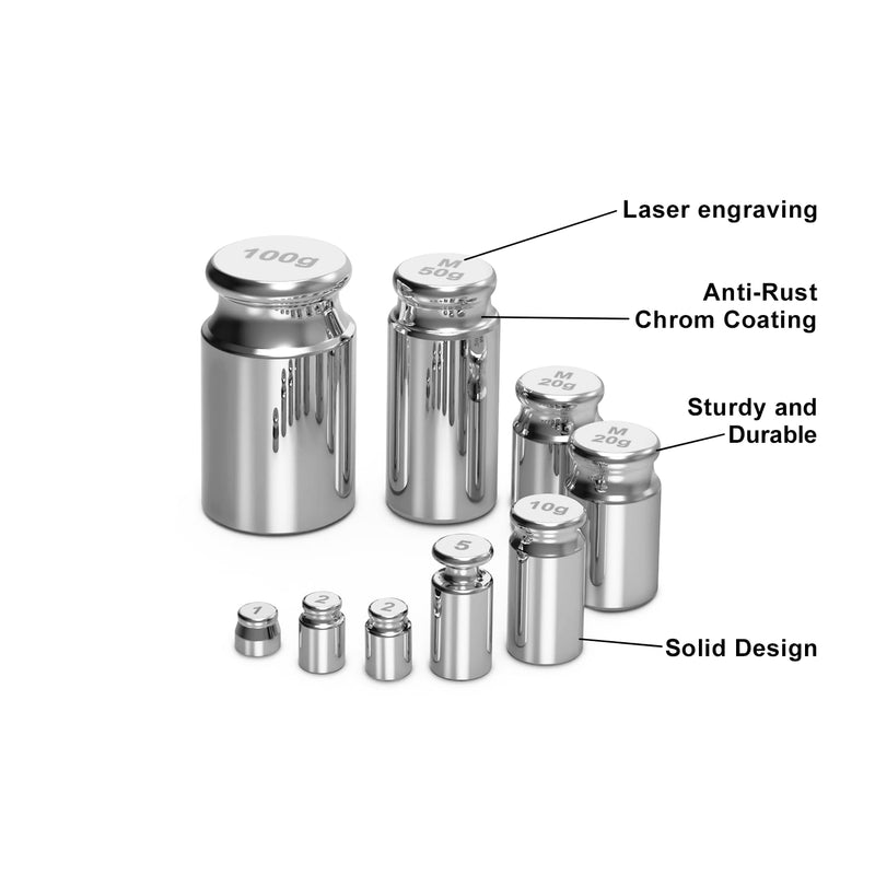 [Australia - AusPower] - Calibration Weights 210g,9 PCS High Precision Scale Calibration Weight Kit,1g 2g 5g 10g 20g 50g 100g Calibration Weight with Stainless Tweezers for Digital Scale Gram, Mg Scale, Lab Scale 9PCS 