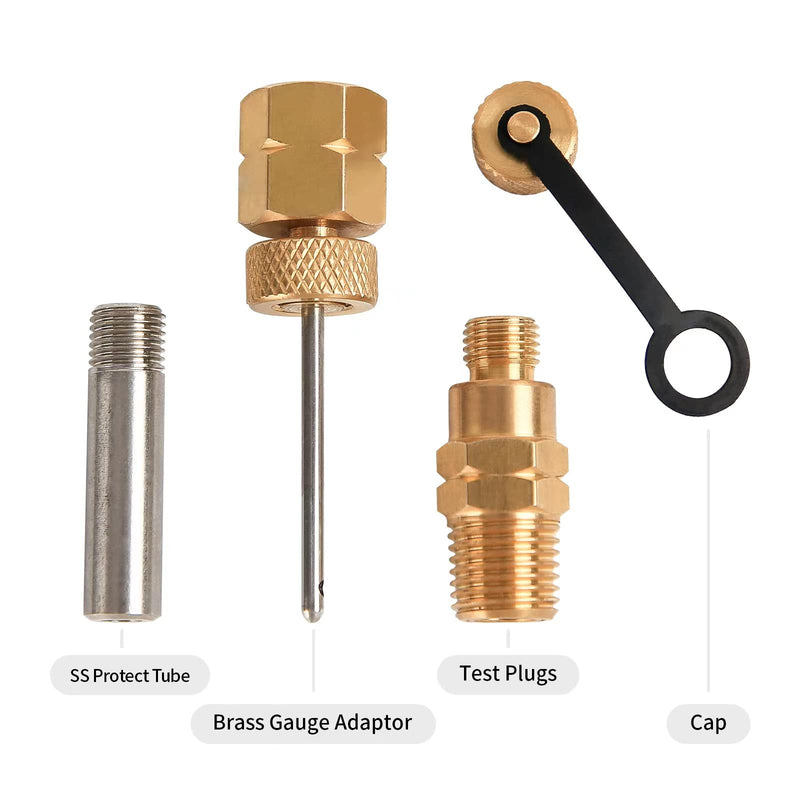 [Australia - AusPower] - MEASUREMAN Brass Gauge Adaptor 1/4 BSP Female，2-1/2 OAL x 1-2/5" x 1/8" Probe with Stainless Steel Sheath，Pressure Gauge Fitting kit 