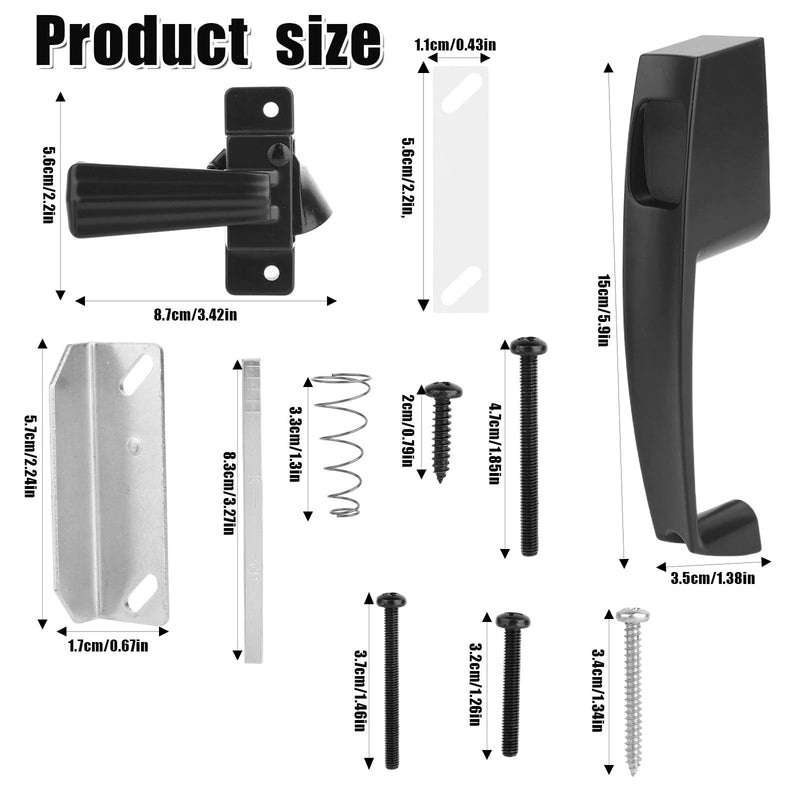 PEUTIER Push Button Storm Door Latch, Heavy Duty Screen Doors Latch with Mounting Hardware Screen Door Closer Replacement for Out-Swinging Doors 5/8" to 1-1/2" Thick set 2