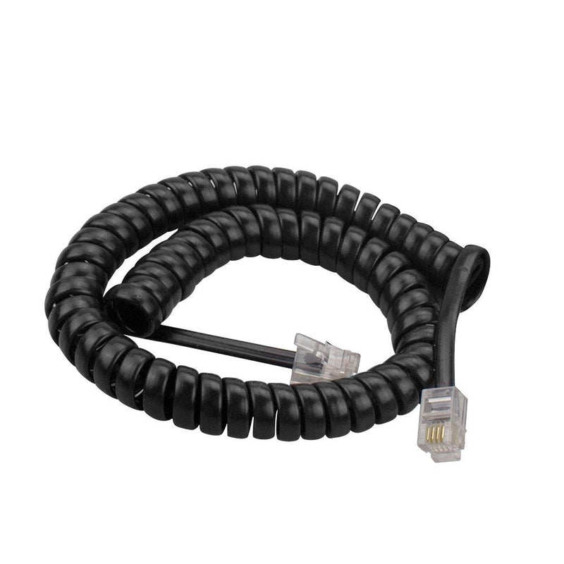 [Australia - AusPower] - 5 Pack 6Ft Uncoild /1.1 FT Modular Coiled Telephone Handset Cord for Telephone/Handset Black Curly Cord(Black) 