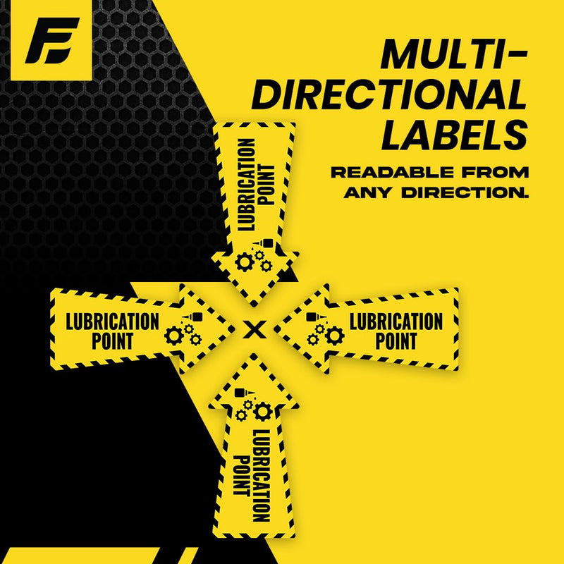 Lubrication Point Stickers (Multi-Directional Arrow) | Grease Point, Grease Here | MRO Labels | Machinery & Equipment - Heavy-Duty, Ultra Durable – USA Made (2x1 inch), 20 Pack Lubrication - Arrow 20-Pack