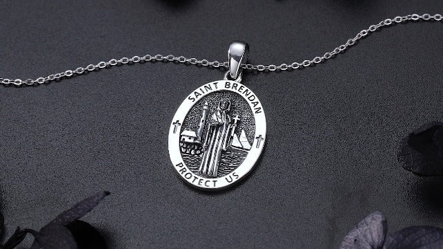 DAYLINLOVE Sterling Silver Religion Jewelry Saint Michael/Saint Raphael/Praying Hands Coin Medal Pendant Necklace Saint Archangel Protection Jewelry for Men Women saint brendan necklace