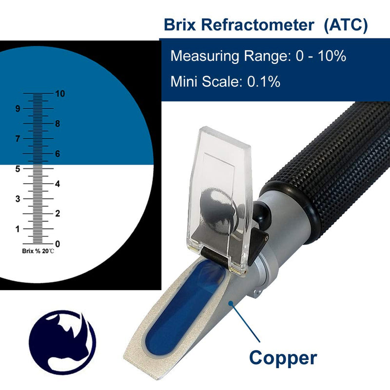 [Australia - AusPower] - 0-10% Brix & Cutting Fluid, Rhino Handheld Refractometer with Automatic Temperature Compensation (Copper) Accuracy 0.1% 