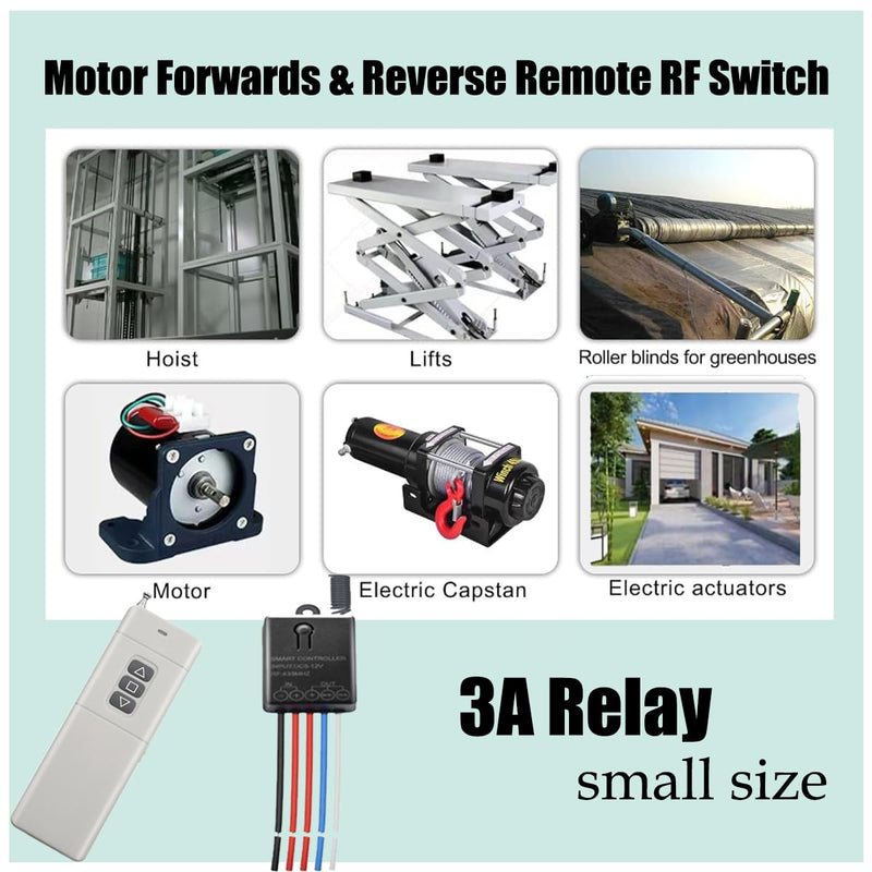 [Australia - AusPower] - Forward Reverse Remote Switch,Linear Actuator with 3000Ft Distance,Wireless Remote Control Switch,DC 5V/12V/24V 20A Relay for Electric Curtains,Water Pum,etc Motor Remote Control Switch 12V 