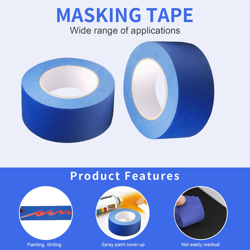 Painters Tape 2 Inch Wide, 2 Rolls Blue Masking Tape, 2 Inches x 55 Yards x 2 Rolls, 110 Yards in Total