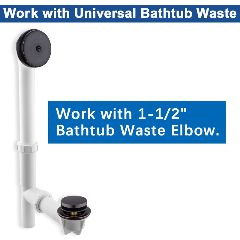 Brass Tip-Toe Tub Drain Kit with Basket Strainer and Single Hole Overflow Faceplate, Oil Rubbed Bronze 1-hole