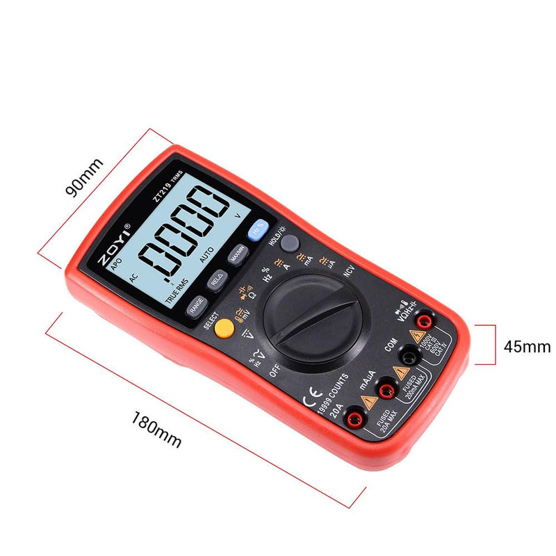 [Australia - AusPower] - ZOYI ZT219 True RMS Digital Multimeter 19999 Counts, Auto ranging NCV, Temperature, Capacitance, Frequency Duty Cycle Tester, with Backlight Data Hold 