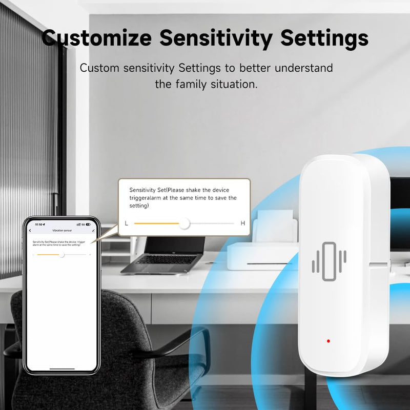 [Australia - AusPower] - 2.4G WiFi Vibration Sensor Shock Alarm Detector SmartLife/Tuya Smart App Notification for Indoor Window Security Door Alarm 