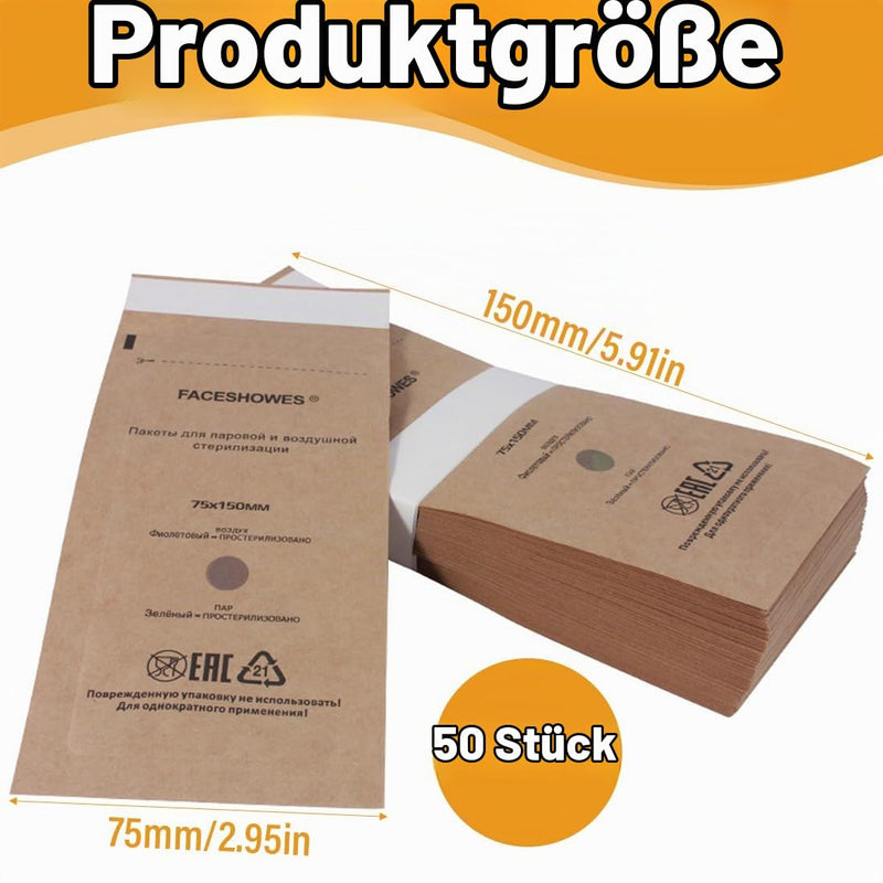 WeddHuis Sterilisation Bags Pack of 50 Self Sealing for Cosmetics and Nail Tools (75 x 150 mm)