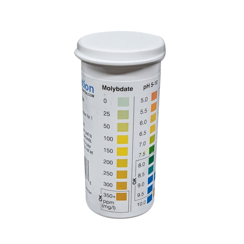 [Australia - AusPower] - Molybdate Two Pad Test Strip 0-350+ ppm & pH 5-10 [Vial of 25 Strips] 