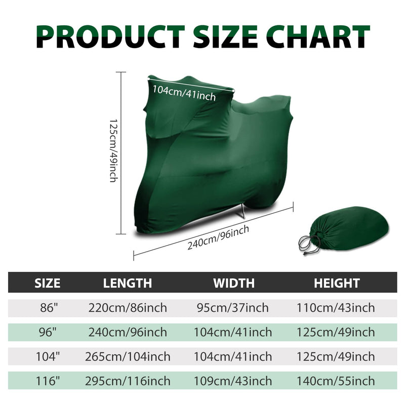[Australia - AusPower] - WinPower Indoor Motorcycle Cover, Soft Stretch Breathable Dustproof Scratch Protection Elastic Powersports Vehicle Covers, 96inches XL(96 x 41 x 49 inches) 