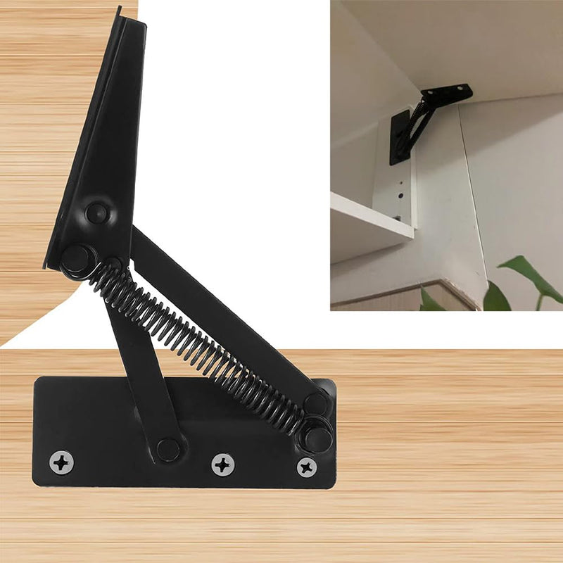 [Australia - AusPower] - (2pc) Black spring hinge 80 degree foldable lifting bracket is widely used for sofa hinge lifting and furniture storage support hinges (black) 