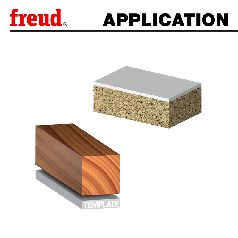 Freud 42-204: 3/4" (dia.) Downshear Helix Flush Trim Bit with 1/2" shank, 4-1/8" overall length Pack of 1 Downshear Helix Flush Trim Router Bit 3/4-Inch Diameter With 1/2-Inch Shank