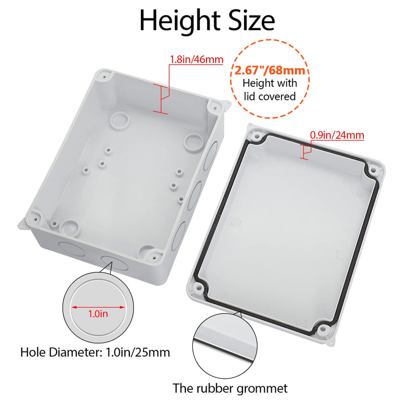 [Australia - AusPower] - LeMotech Junction Box with Reserved Holes ABS Plastic Electrical Box IP65 Waterproof Dustproof Project Enclosure for Electronics White 5.9 x 4.3 x 2.8 inch 5.9"x 4.3"x 2.8" 