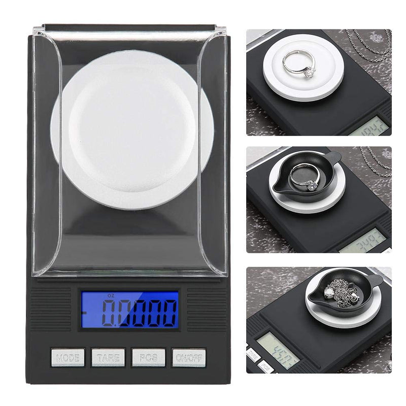[Australia - AusPower] - Digital Milligram Jewelry, LED Digital Display Mini Portable High Precision 0.001g Pocket Jewelry with Calibration Weights Tweezers and Weighing Pans (100g) 
